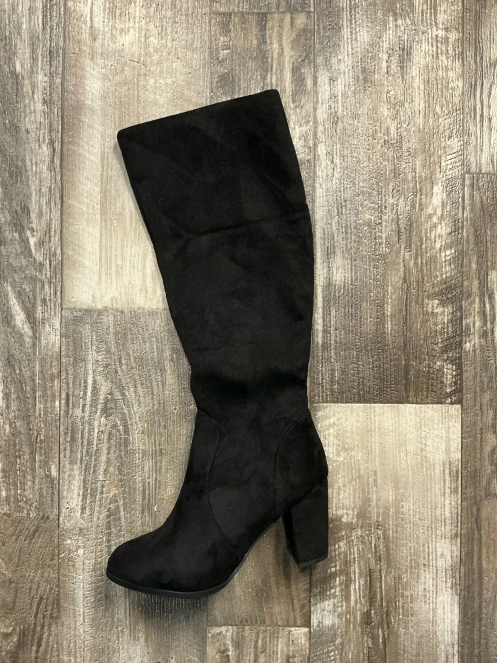 Dream Pairs Black Over-the-Knee Block Heel Boots Size 8